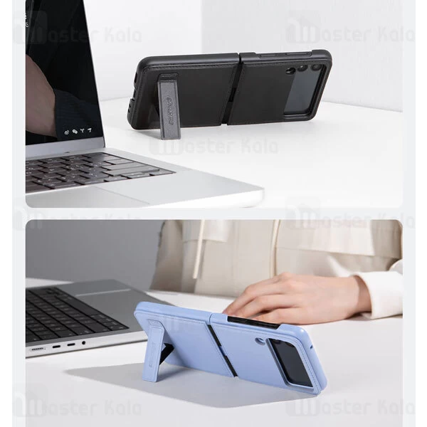 کیف چرمی نیلکین Samsung Galaxy Z Flip 3 5G Nillkin Qin Plain Leather Cloth Case دارای استند