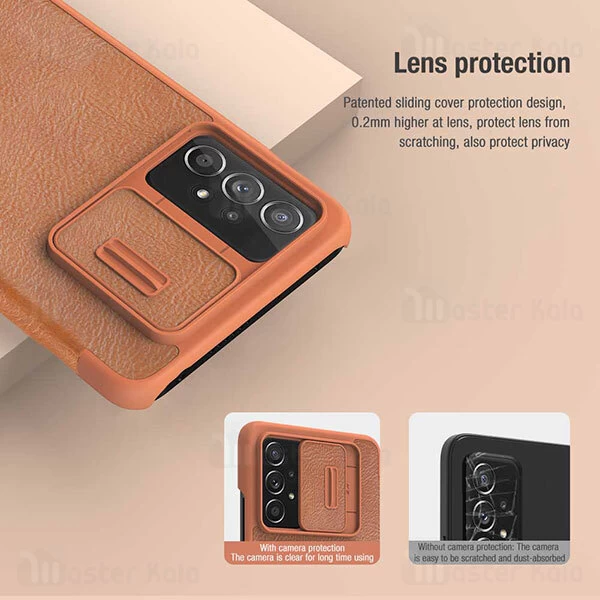 قاب محافظ لنز چرمی Nillkin Qin Pro Leather Case Samsung Galaxy A73 5G Sliding Cover