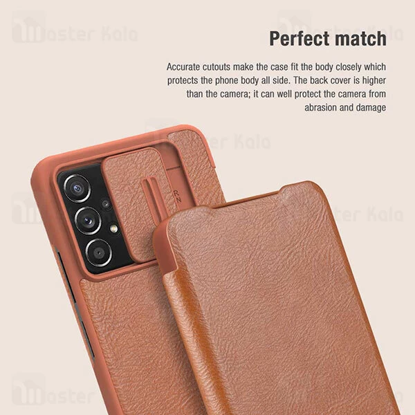 قاب محافظ لنز چرمی Nillkin Qin Pro Leather Case Samsung Galaxy A73 5G Sliding Cover