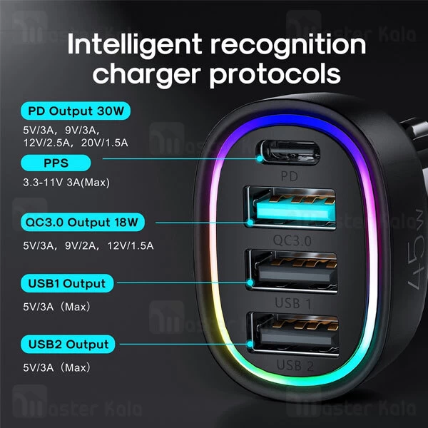 شارژر فندکی فست شارژ جویروم JoyRoom JR-CL09 توان 45 وات