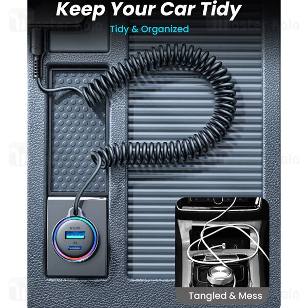 شارژر فندکی فست شارژ جویروم Joyroom JR-CL08 توان 45 وات و کابل متصل