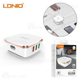هاب شارژر 6 پورت 7 آمپر فست شارژ الدینیو LDNIO A6704 Qualcomm 3.0