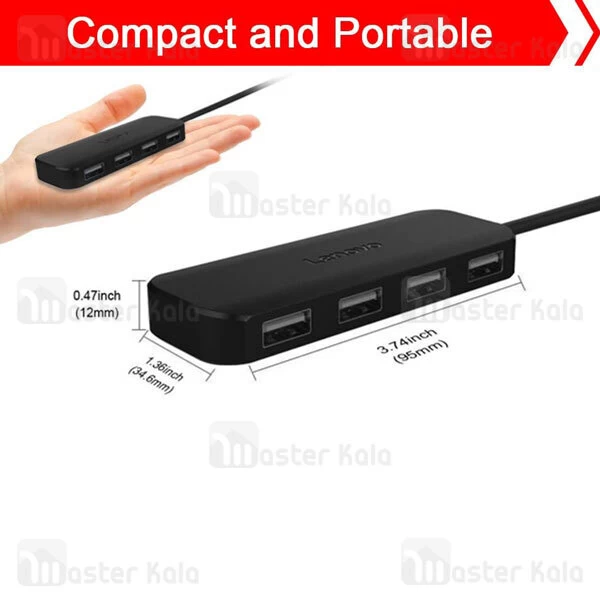 هاب 4 پورت لنوو Lenovo A601 4Ports USB2.0 Hub طول 25 سانتی متر