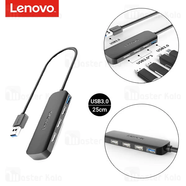 هاب 4 پورت لنوو Lenovo A601 Youth Edition 4Ports USB3.0 Hub طول 25 سانتی متر