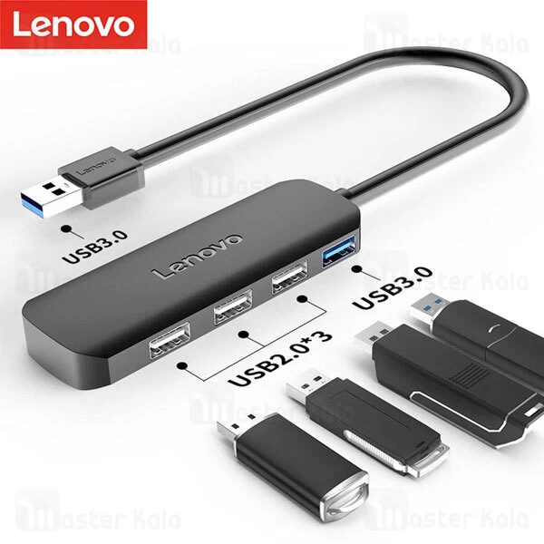 هاب 4 پورت لنوو Lenovo A601 Youth Edition 4Ports USB3.0 Hub طول 25 سانتی متر