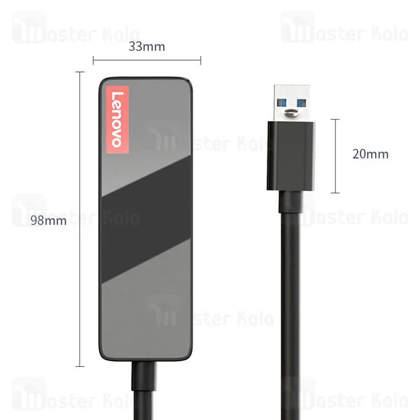 هاب 4 پورت لنوو Lenovo A602 4Ports USB3.0 Hub طول 50 سانتی متر