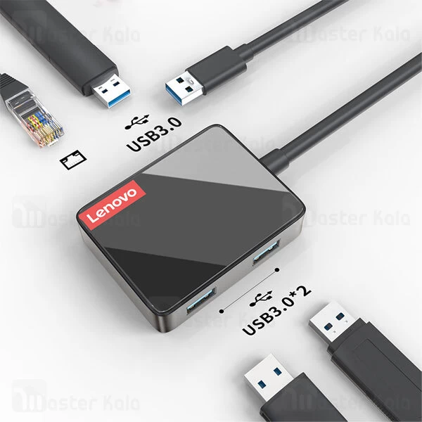هاب 4 پورت لنوو Lenovo LP0803 4 in 1 USB HUB Adapter 3USB3.0 1RJ45 new