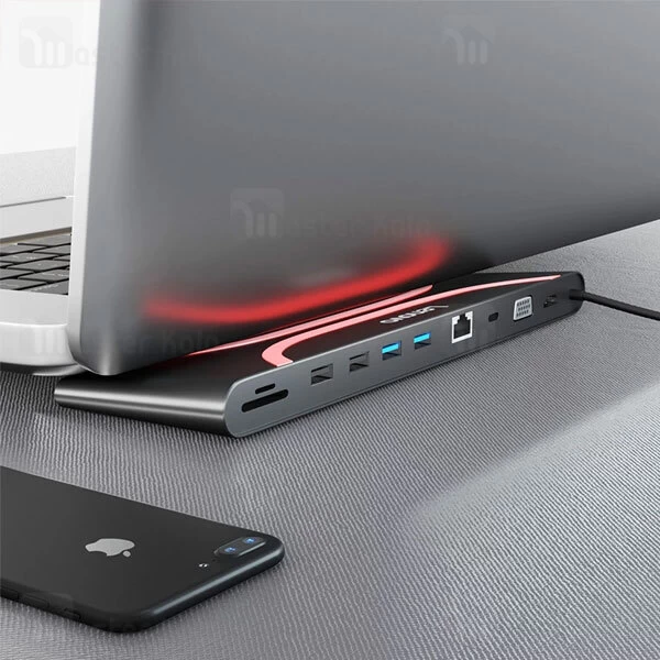 استند و هاب 10 پورت لنوو Lenovo LX1901 10 in 1 Type C HUB Docking Station Stand کارت خوان