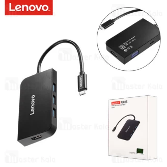هاب 6 پورت تایپ سی لنوو Lenovo S706 6 in 1 Type C HUB Adapter HDMI PD3.0 VGA