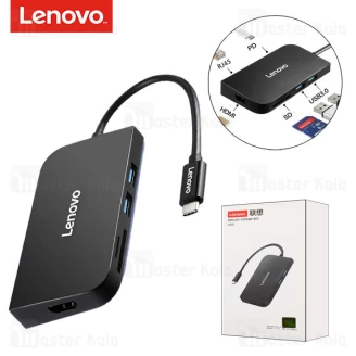 هاب 7 پورت تایپ سی لنوو Lenovo S707 7 in 1 Type C HUB Adapter HDMI PD3.0 SD/TF Reader