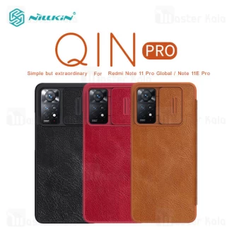 کیف چرمی نیلکین Xiaomi Redmi Note 11 Pro / Note 11E Pro Nillkin Qin Pro Leather دارای محافظ دوربین