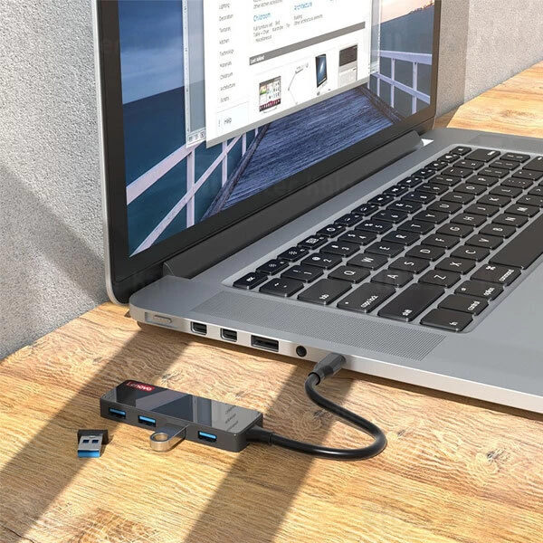 هاب 4 پورت Type C لنوو Lenovo A602 4Ports USB3.0 Hub طول 15 سانتی متر