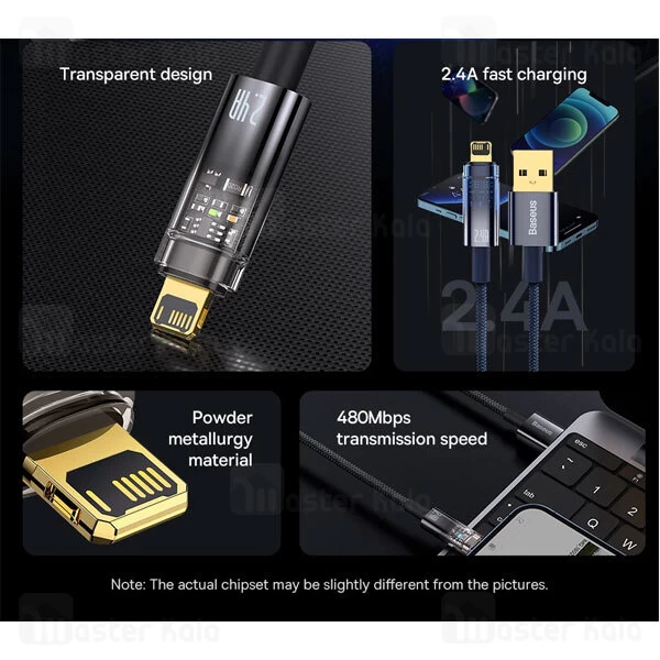 کابل لایتنینگ هوشمند بیسوس Baseus CATS000401 Explorer طول 1 متر توان 2.4