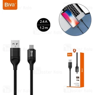 کابل میکرو یو اس بی بیوا Biva C-03V طول 1.2 متر شدت جریان 2.4 آمپر