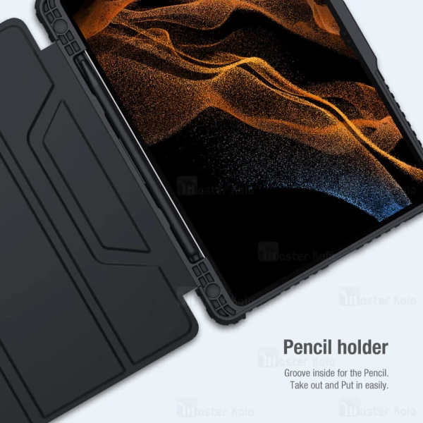 کاور چرمی هوشمند نیلکین سامسونگ Samsung Galaxy Tab S8 Plus Nillkin Bumper Leather Case Pro