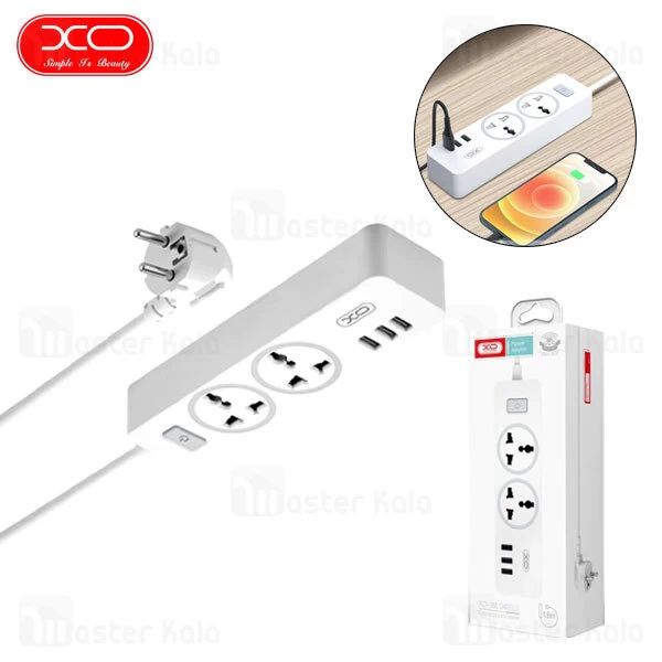 چندراهی برق و شارژر ایکس او XO WL04 دارای 3 پورت USB