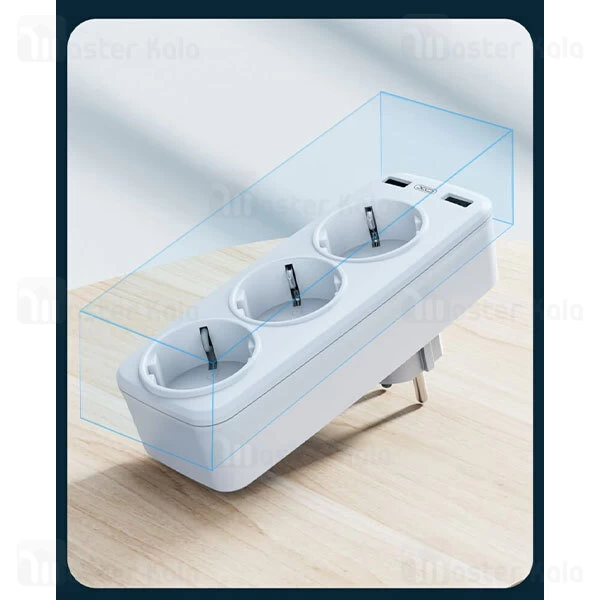 چندراهی برق و شارژر ایکس او XO WL08 دارای 2 پورت USB