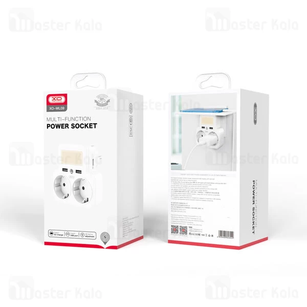 چندراهی برق و شارژر ایکس او XO WL09 دارای 2 پورت USB