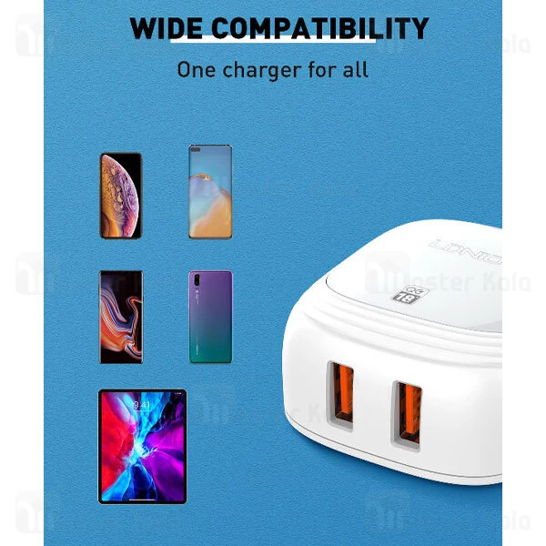 شارژ دیواری الدینو LDNIO A2512Q توان 18 وات همراه کابل میکرو