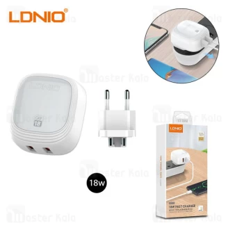 شارژ دیواری الدینو LDNIO A2512Q توان 18 وات همراه کابل میکرو