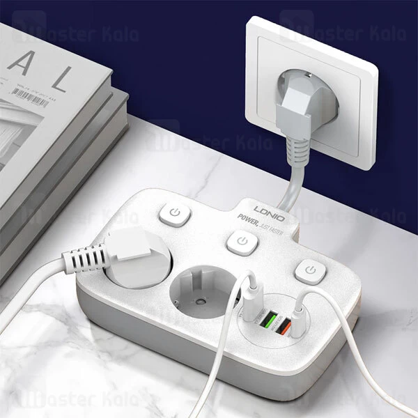 چند راهی برق و شارژر الدینیو LDNIO SE2435 دارای 4 پورت