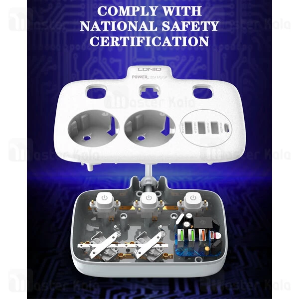 چند راهی برق و شارژر الدینیو LDNIO SE2435 دارای 4 پورت