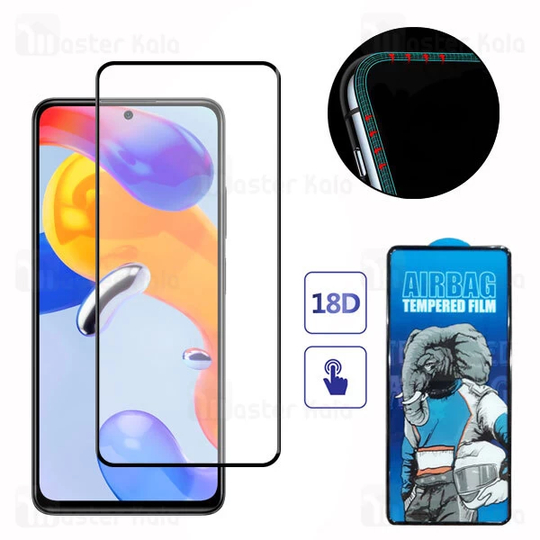 محافظ صفحه شیشه ای تمام صفحه تمام چسب ایربگ دار Xiaomi Redmi Note 11 Pro Global Airbag Glass