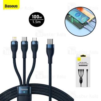 کابل سه سر بیسوس Baseus CASS030201 توان 100 وات طول 1.5 متر