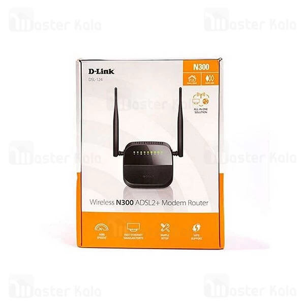 مودم روتر 2 آنتن دی لینک D-Link DSL-124 N300 Adsl2 Plus