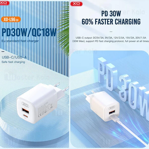 شارژر دیواری ایکس او XO L96 توان 30 وات