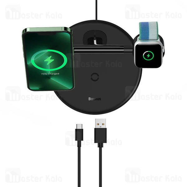 استند و شارژر وایرلس مگنتی بیسوس Baseus Swan WXTE000101 توان 20 وات