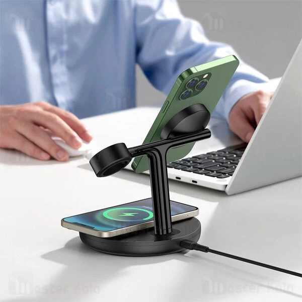 استند و شارژر وایرلس مگنتی بیسوس Baseus Swan WXTE000101 توان 20 وات