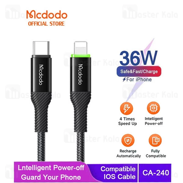 کابل لایتنینگ به Type C مک دودو Mcdodo CA-2400 طول 1.2 متر توان 36 وات