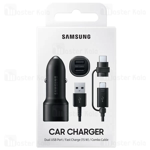 شارژر فندکی اصلی سامسونگ Samsung EP-L1100 Duo توان 15 وات و کابل دو سر