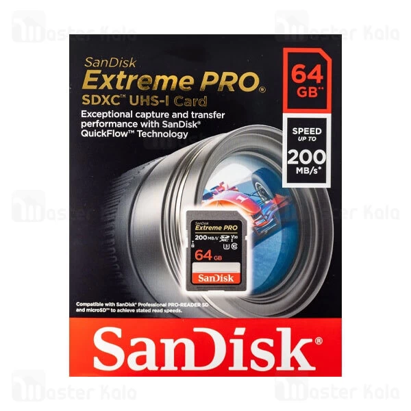 کارت حافظه اس دی 64 گیگابایت SanDisk Extreme Pro U3 200MB 4K UHD