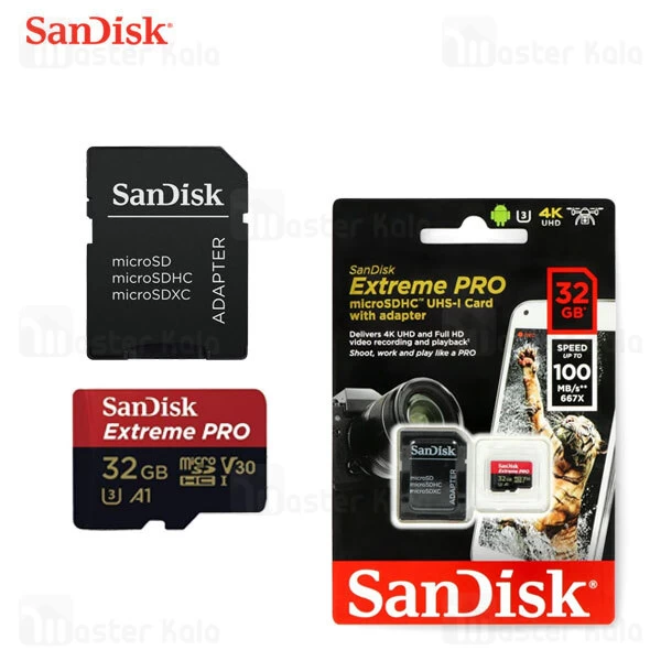 کارت حافظه میکرو اس دی 32 گیگابایت Sandisk Extreme Pro U3 667X 100MB 4K