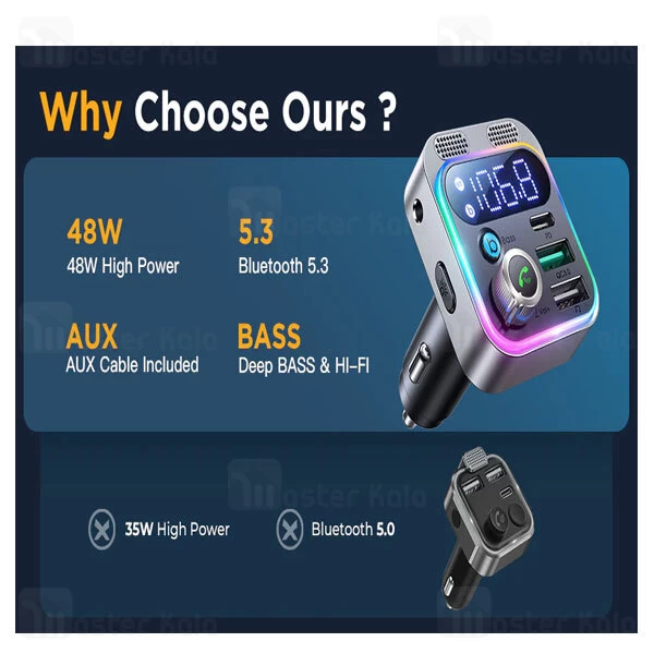 شارژر فندکی و پخش کننده بلوتوث جویروم Joyroom JR-CL16 توان 48 وات