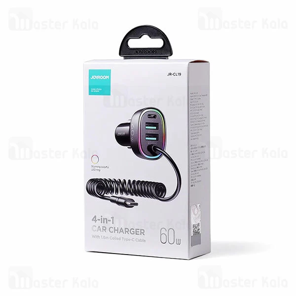 شارژر فندکی فست شارژ جویروم Joyroom JR-CL19 توان 60 وات و کابل متصل Type c