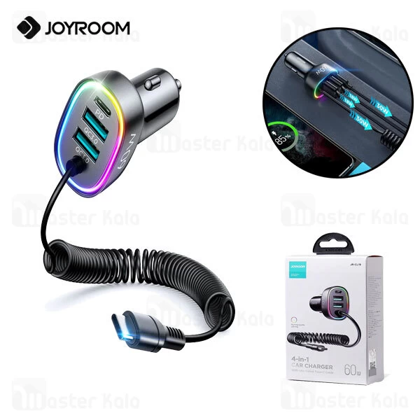 شارژر فندکی فست شارژ جویروم Joyroom JR-CL19 توان 60 وات و کابل متصل Type c
