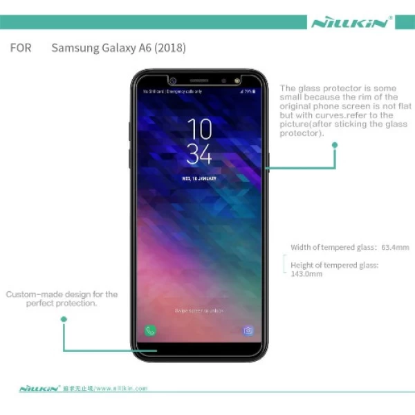 گلس نیلکین Samsung Galaxy A6 2018 Nillkin H+ Pro Glass