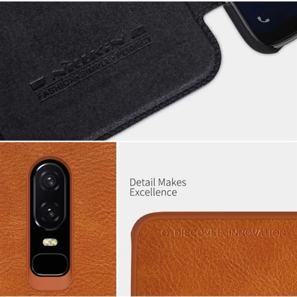کیف چرمی نیلکین وان پلاس OnePlus 6 / A6000 Nillkin Qin Leather Case