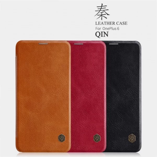 کیف چرمی نیلکین وان پلاس OnePlus 6 / A6000 Nillkin Qin Leather Case