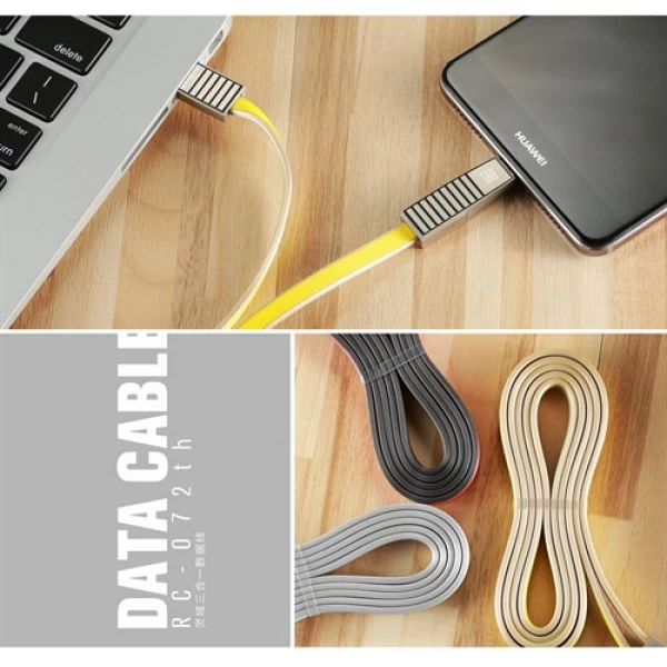 کابل سه کاره ریمکس Remax RC-072th Linyo Series 3 in 1 Data Cable