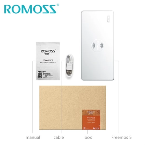 پاوربانک وایرلس 5000 میلی آمپر روموس Romoss WS05 Wireless Charger
