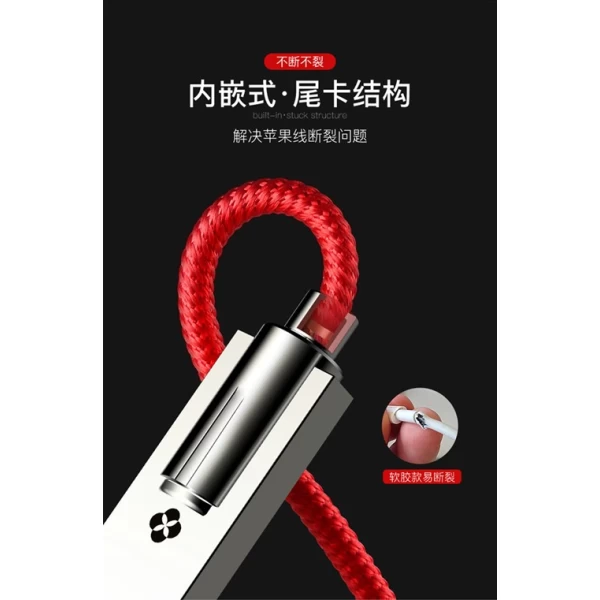 کابل لایتنینگ 120 سانتی متری توتو TOTU BLA-029 Zinc Alloy Thread Woven