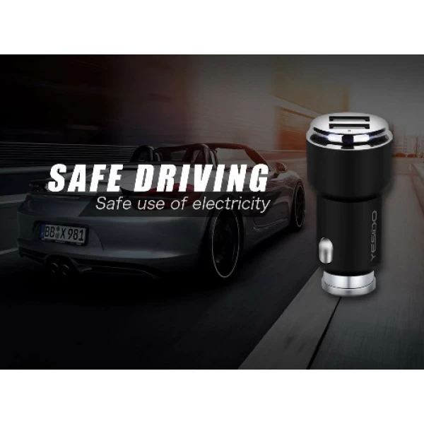 شارژر فندکی اتومبیل 2 پورت یسیدو Yesido Y23 با کابل میکرو یو اس بی