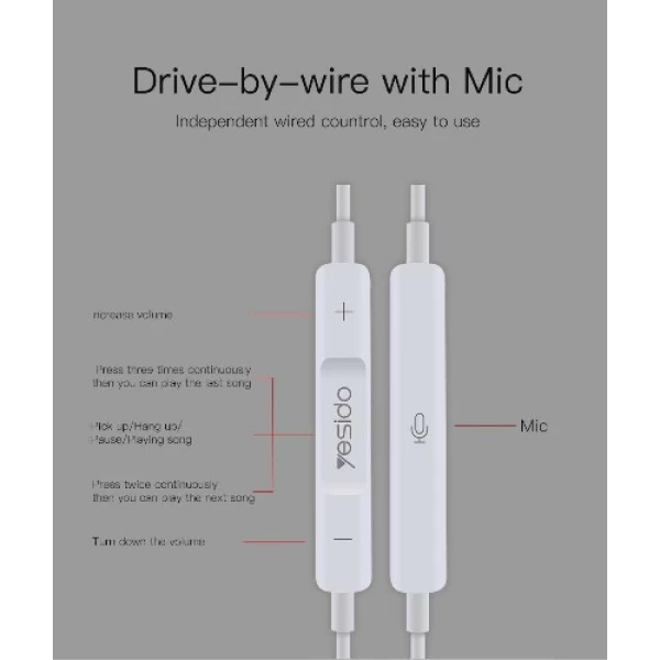 هندزفری طرح Earpod Apple یسیدو Yesido YH09 Stereo Sound handsfree