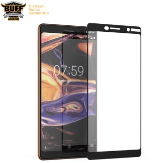 محافظ صفحه شیشه ای تمام صفحه دور چسب مارک Buff برای Nokia 7 Plus