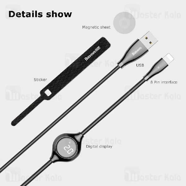 کابل لایتنینگ بیسوس Baseus Big Eye Digital display CALEYE-01 دارای نمایشگر دیجیتال