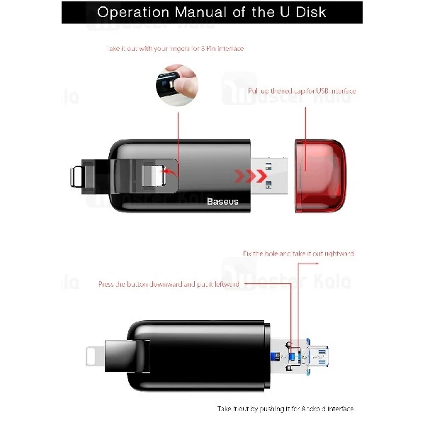 فلش مموری آیفون و اندروید 32 گیگابایت بیسوس Baseus Red Obsidian Z1 ACZ1-A19